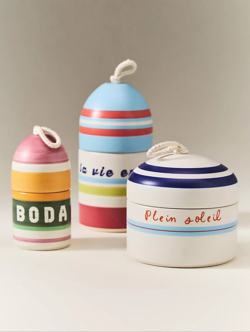 Anthropologie Woody Bonfire Beach Ceramic Buoy Candle